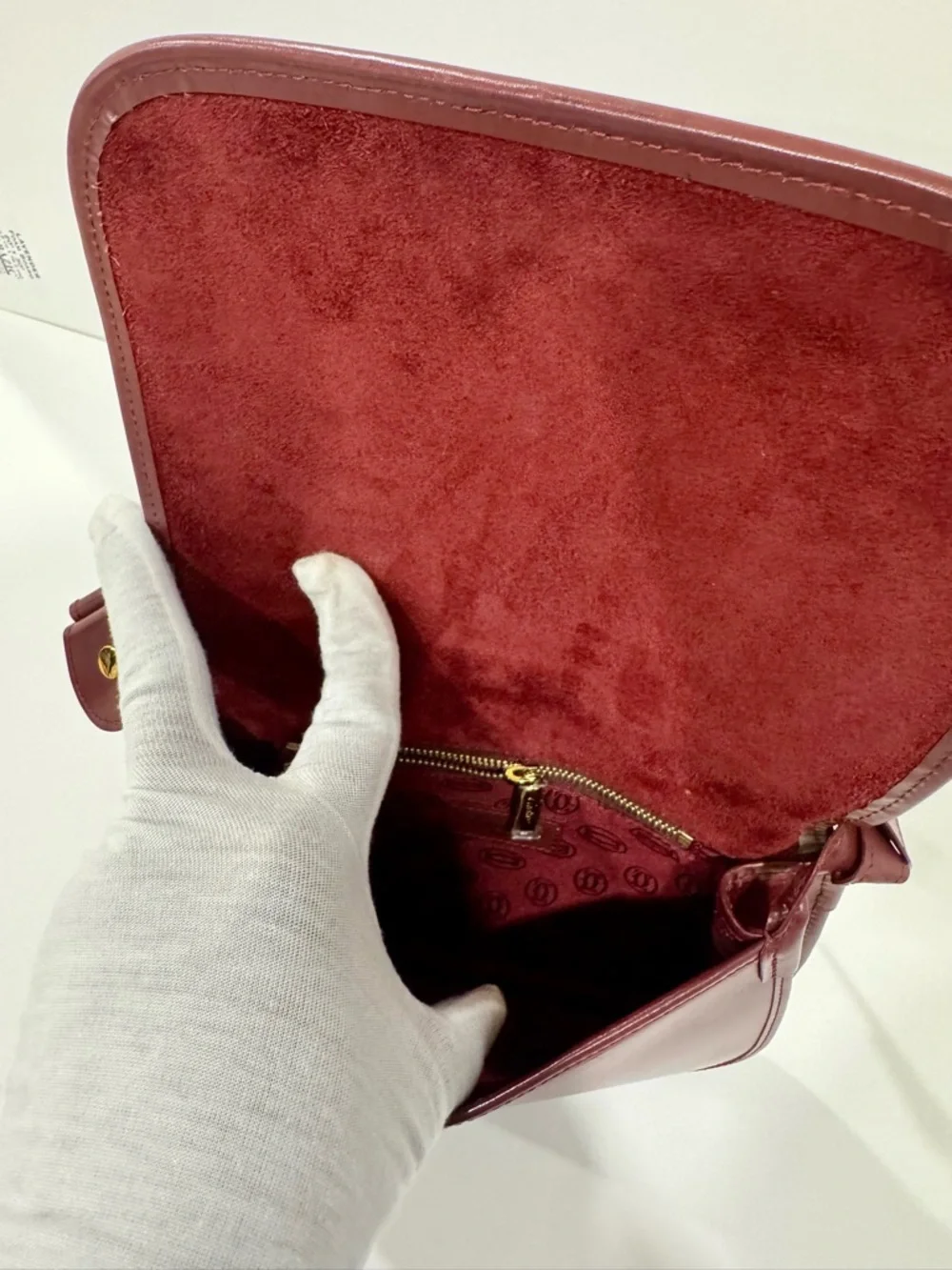 Cartier Burgundy Leather Shoulder Bag with Gold Hardware - Picture 5 of 9